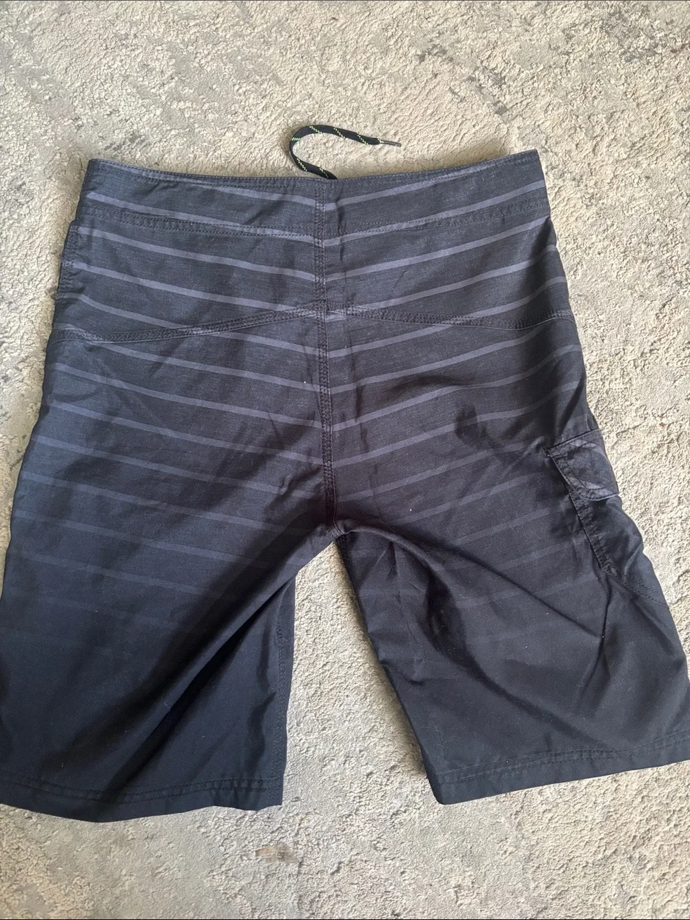 Hurley Black Striped Men's Swim Board Shorts with Lime Accent
